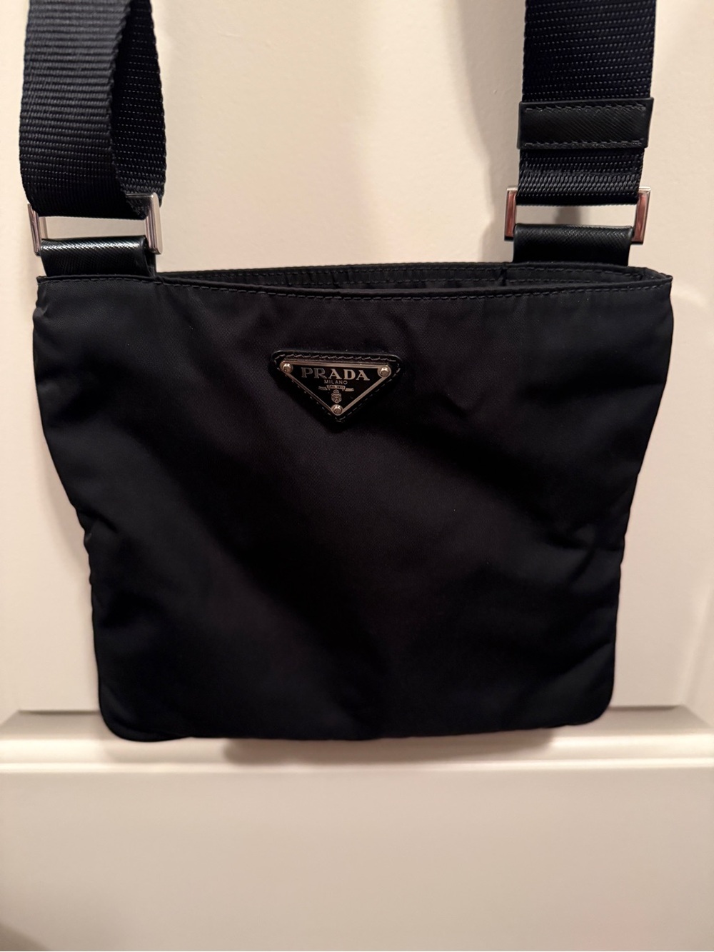 Prada Black Nylon Crossbody with Triangle Logo Plaque